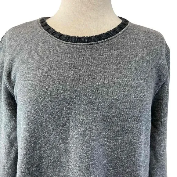 Athleta Womens Size L Gray Crew Neck Sweater Long Sleeve High Low Hem Cable Knit - Picture 3 of 8